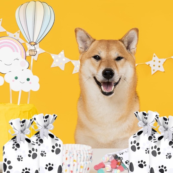 50 Paw Print Gift Bags Plastic with Ribbon - Picture 4 of 4